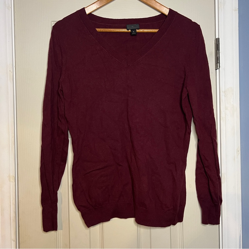 Worthington V Neck Sweater Pullover Women's Size Large Cotton Rayon Blend Soft